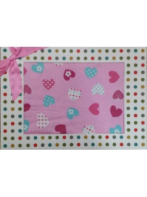 Baby Flannel (winter) Bed Sheets Set in a Box - for Cot Bed (Hearts)